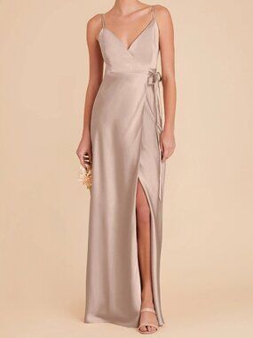 BIRDY GRAY CINDY MATTE SATIN TAUPE DRESS (M 6-8)